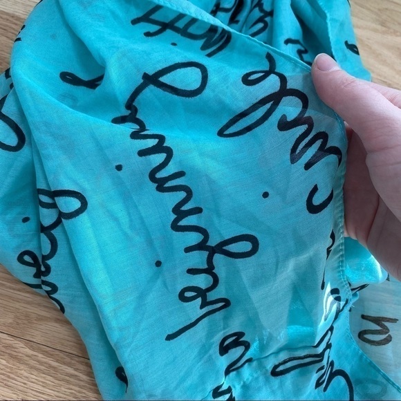 Maurices Infinity Scarf Blue Circle of Love Writing Women’s - Picture 3 of 4